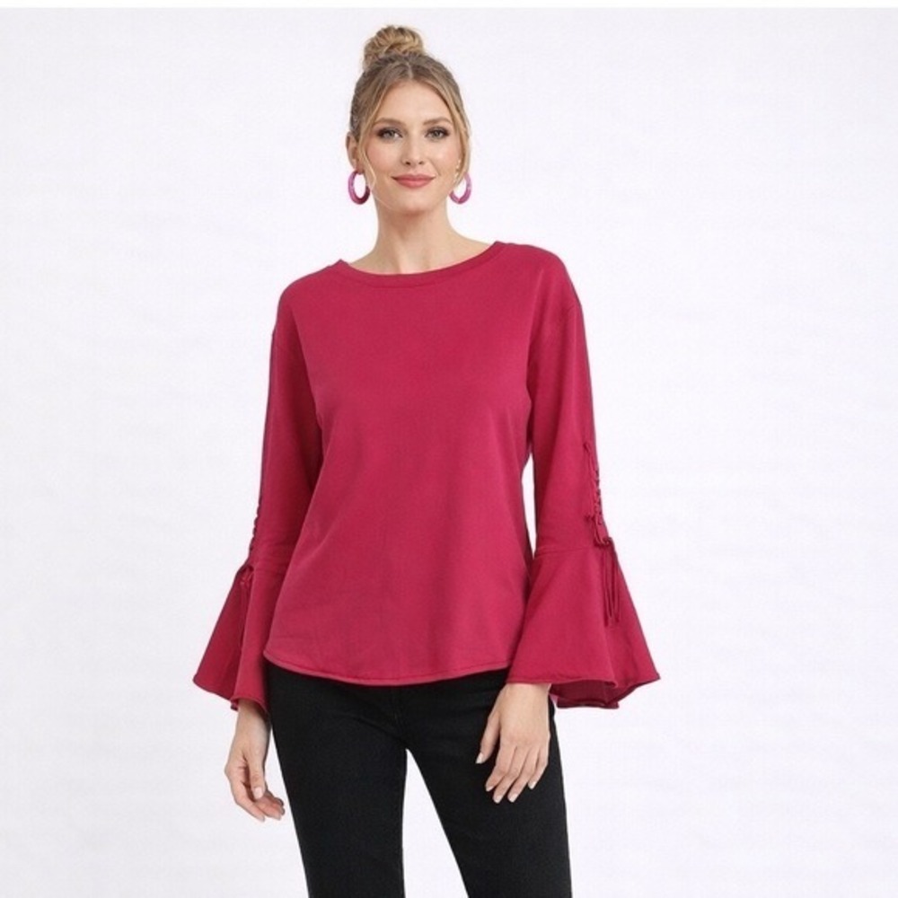 2/$30 Sanctuary Top Sz S Magenta‎ Bell Sleeve Boho Fairy 100% Cotton Barbie